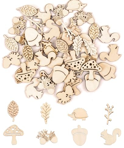 VIKY® 100 Stück Streudeko Holz Wald Tiere, Blätter Tiere Tischdeko Geburtstag, Holzstücke zum Basteln, Holz Streudeko Geburtstag Konfetti für Christbaumschmuck,Kunsthandwerk,Sammelalben,Hochzeitsdeko