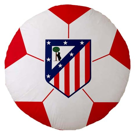 ASDITEX Productos Oficiales Cojín Balón 50 cm x 50 cm Aprox (Blanco, 50cm x 50cm Aprox., Atlético de Madrid)