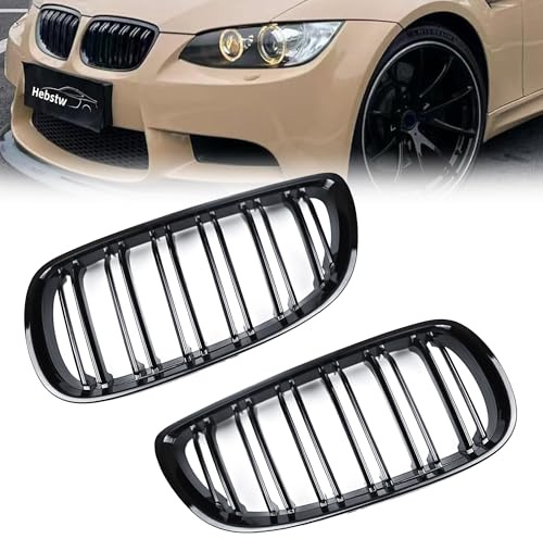 Hebstw E92 Nieren Kühlergrill Schwarz Passend für BMW E92 pre-facelift (2006-2009) 3er [2-door] coupe,E93 pre-facelift:(2007-2010) 3er [2-door] Cabrio Glanz Schwarz Doppelsteg