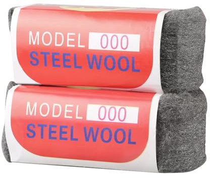 Lana de Acero, 2 Piezas 000 Lana de Acero, Fácil de Cortar, Pulir, Limpiar Persianas de Plástico, con Tijeras y Guantes, para Rellenar Agujeros y Grietas en Paredes, para Habitaciones, Garajes