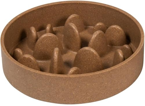 JACK AND VANILLA, Bol Alimentaire Anti-engloutissement pour Animaux, en Plastique Durable, Design Stable et Anti-dérapant, idéal pour Petites et Moyennes Races, Beige 14x4 cm, Modèle Bon Appetit