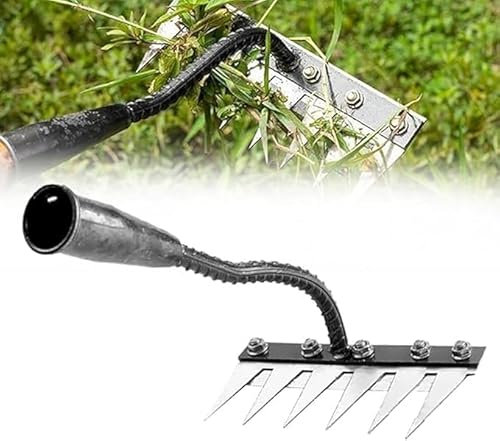 Râteau de Désherbage en Acier au Carbone, Râteau de Jardin en Métal Très Résistant 2025, Râteau en Fer pour Jardinage et Désherbage, Râteau pour Déchaume (6 Dents)