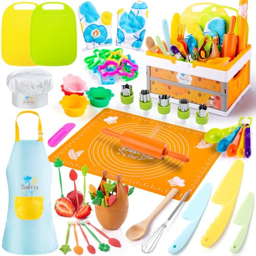 EFO SHM Kit Cuisine Enfants Couteau Cuisine Dinette Enfant, Montessori Enfants pour Couper et Cuire des Fruits ou Légumes à Partir de 3 Ans
