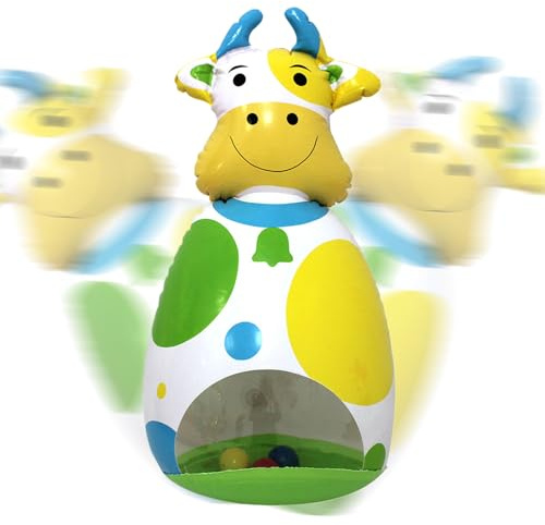 Animaux De La Ferme Gonflables,Figurine Oscillante 3D - Vache Gonflable Jeu Interactif pour Anniversaire Voyage Maison Fêtes Filles Jeu Éducatif