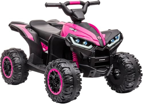 Quad Electrico Niño 12 V, con Luces LED y Música, 2 Velocidades, Bocina, Quad para Niños con Mando a Distancia para Niños a Partir de 3 Años (Rosa)