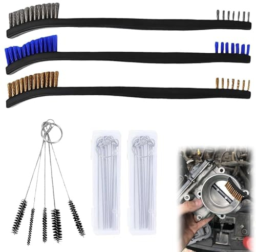 mgmooa Carburetor Cleaning Kit, Throttle Body Cleaner & Carb Torch Tip Dirt Cleaner Sets with 3 Double-Ended Brushes, 5 Cleaning Brushes, 20 Needles for ATV Welder Motorcycle Spray Guns Torch Tips
