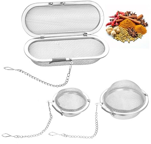 3 Piezas Infusor de Té, Bolas de Té, Infusor de Te Acero Inoxidable, Colador de Especias para Cocinar con Cadena, Colador de huevo para especias/teteras/filtros de Te