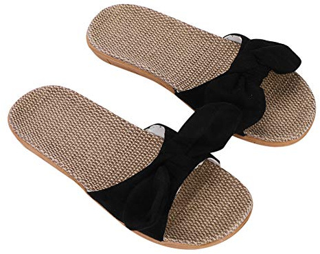 IBLUELOVER Pantoufles Femmes Sandales Plage Été Antidérapantes Chaussons en Lin Chaussures Salle de Bain Piscine Maison Mules Nu Pieds Respirant Slipper Pas Cher extérieure/intérieure