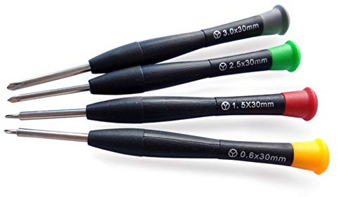 4 st Triwing Tripoint skruvmejselset för Nintendo Switch JoyCon Wii DS Lite reparationsverktyg, 0,6 mm 1,5 mm 2,5 mm 3,0 mm Y Tip skruvmejsel