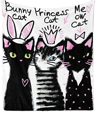 YISUMEI Decke 150x200 cm Nette Lustige Dünne Katze Kuscheldecke Flauschig Flanell Fleecedecke