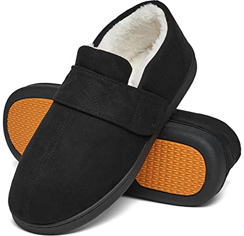 Mishansha Hausschuhe Herren Winter Warme Pantoffeln für Herren Rutschfeste Plüsch Hüttenschuhe Indoor Slippers Gefütterte Puschen Rosine Schwarz,Gr.42