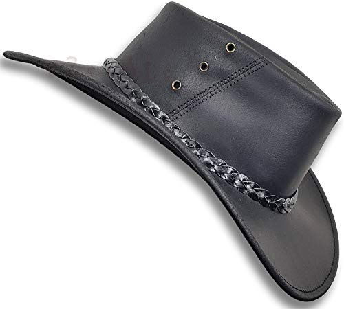 Oztrala Chapeau kangourou en cuir huilé pour homme Noir
