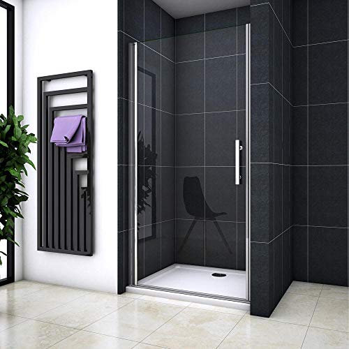 Box Doccia Per Nicchia 80x187 cm Porta a Battente verso l’esterno in Vetro 6 mm Temperato Trasparente Anticalcare Telaio Cromo Lucido