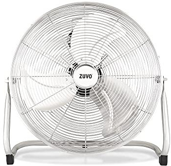 Zuvo 20 High Velocity Electric Floor Fan, 3 Speeds Heavy Duty Metal Quiet Oscillating Fan for Home Commercial Residential Use, Outdoor Indoor Fan for Maximum Air Flow (Chrome)