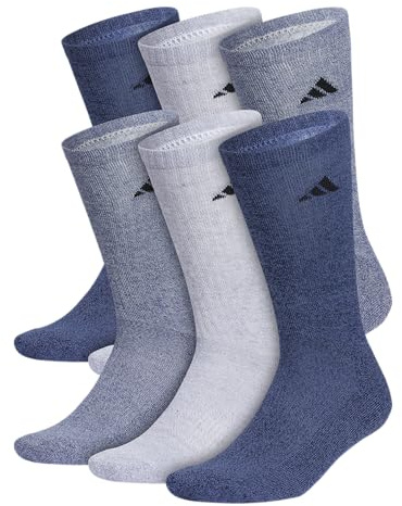 adidas Men's Athletic Cushioned 6-Pack Crew, Cushioned Crew Socks with Arch Compression for a Secure Fit
