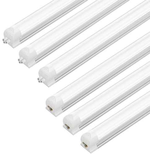 JESLED LED Röhre 120cm Komplett Set mit Fassung, 36W 5000K 5940LM LED Werkstattlampe Erweiterbar, Milchige Abdeckung Led Lichtleiste, Unterbauleuchte, Kellerlampe, Garagenlampe, Röhrenlampe, 6 Stück