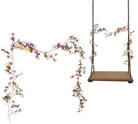 GUOYOU 2,1m Künstliche Gänseblümchen Blumengirlande, Kunstblumen Hängende Gänseblümchen Girlande mit Grünen Blättern Kunstblumen Seidenblumen Deko,für Hochzeit Hausgarten Dekorationen Party Decor