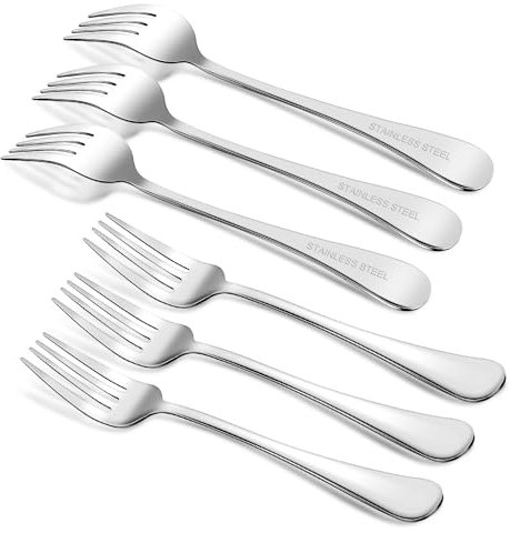 Stainless Steel Dinner Forks Set of 6, Heavy Duty Polished Cutlery for Home, Restaurants, and Events