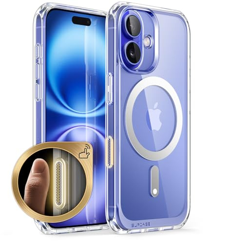 SUPCASE for iPhone 16 Case with Camera Control Capture Button (Unicorn Beetle Mag), [Compatible with MagSafe] Slim Clear Protective Magnetic Phone Case for iPhone 16 6.1 Inch 2024, Clear