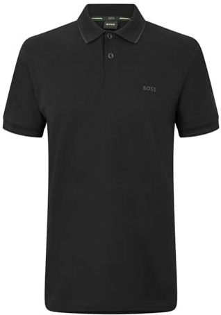 BOSS Mens HBG Paul Polo Contrast Striped Trim Shirt Short Black L