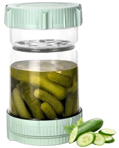 FOGARI Gurkenglas mit Sieb,Einlegeglas,1500ml Gurkenglas zum Umdrehen,Eingelegten und Olive Sanduhr Glas mit Sieb,Luftdichtes Kimchi-Glas,für Essiggurke, Olive, Kimchi und Jalapenos