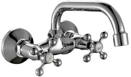 AQG Athos Wandarmatur für Spüle, klassisch, Vintage, Küche, elegantes Design und hervorragende Funktionalität, Chrom glänzend