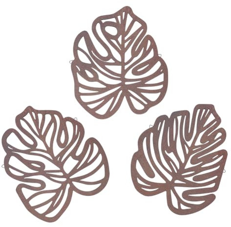 UNICRAFTALE 3Pcs Décor Mural En Bois De Feuilles De Palmier Encadrement De Porte En Bois À Motif Feuille De Palmier Décor Murale Tropicale Vintage Art Mural Jungle Ornements Suspendus Pour Chambre