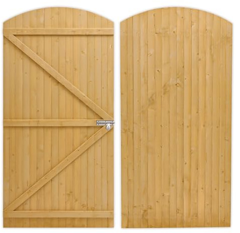 DKIEI Wooden Garden Gate, 105x210 cm Wooden Gate for Garden, 2.5cm Thickness Fully Framed Wood Door with Latch and 3 Hinges for Pathway Garden Entrance, Farm House, Pasture