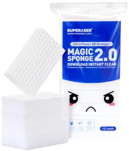 SUPERASER Magic Sponge 10 Pack Textured Quick Series, Effortlessly Erase Scuff Marks and Stains from Multiple Surfaces with No Harsh Chemicals