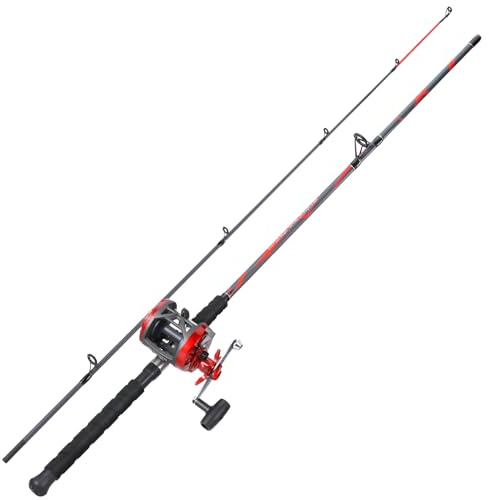 Sougayilang Canna da pesca e mulinello da 2,1 m, canna da surf a 2 sezioni, mulinello rotondo per baitcasting, con manico sinistro/destro, adatto per pesca costiera/barca-R