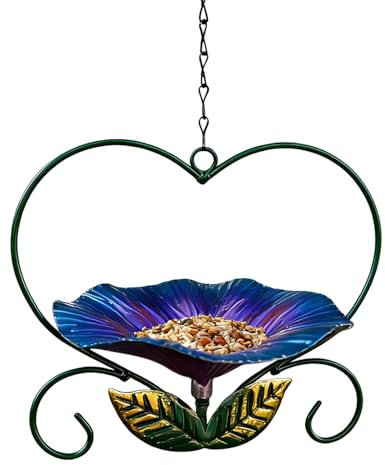 Mangeoire Plateau pour Oiseaux - Décor en Fer en Forme de Fleur Résistant aux Intempéries,Mangeoire Décorative à Oiseaux,pour Observer Nourriture Eau sur Terrasse Jardin