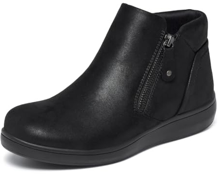 Hanani Womens Ankle Boots Side Zipper Chelsea Boots Water Resistant Ladies Comfortable Flat Booties Casual Walking Boots with Elastic Gusset Low Wedge Short Boots