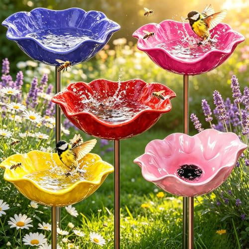 Bain D’Oiseaux,5 Pièces Abreuvoir Oiseaux,Bain pour Oiseaux,Mangeoire Oiseaux,Bassin pour Oiseaux,Deco Jardin Exterieur,pour Insectes et Papillons,Décoration Jardin Terrasse