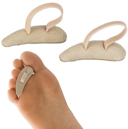 2 x Hammer Toe Cushion Gentle Correction and Relief, Kosmetex Hammer Toe Pad, Leather Covered, Large - Right