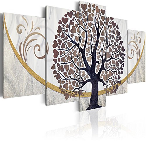 murando - Quadro Albero Astratto 200x100 cm 5 Pezzi Stampa su tela XXL Immagini Moderni Murale Fotografia Grafica Decorazione da parete Quadri Componibili marrone nero Amore b-C-0073-b-o