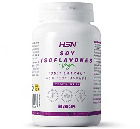 HSN Isoflavonas de Soja 30000 MG | 120 Cápsulas Vegetales | 40% Isoflavonas por Dosis Diaria | Extracto Semilla de Soja 100x Veces Más Concentrado | No-GMO, Vegano, Sin Gluten