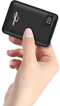 JONKUU Powerbank 10000mAh Externer Akku Klein 2 USB Port Power Pack Kompakt Handy Mini Tragbares Ladegerät mit LCD Digitalanzeige Externer Batterie Pack für iPhone iPad Samsung Galaxy
