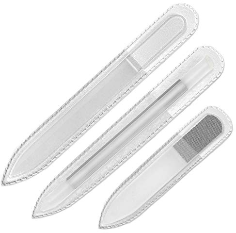 Set Lime per Unghie in Vetro Ceco - Lucidante Multi-funzione, Rimuovi Cuticole di Precisione, Superficie Incisa, Manicure e Pedicure, Cura Delle Unghie e Art Professionale
