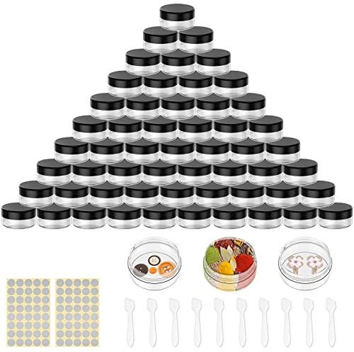 Moicainy 70 Pcs Cosmetic Jars,5 ML Sample Pots For Cosmetics,Travel Pots For Cream,Travel Pots For Toiletries,Travel Pot,Cosmetic Pots For Women (70 black)