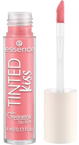 essence TINTED kiss hydrating lip tint, Lippenstift, Nr. 01, Pink, feuchtigkeitsspendend, langanhaltend, Expressergebnis, natürlich, vegan, ohne Parfüm, ölfrei, ohne Alkohol, 1er Pack (4ml)