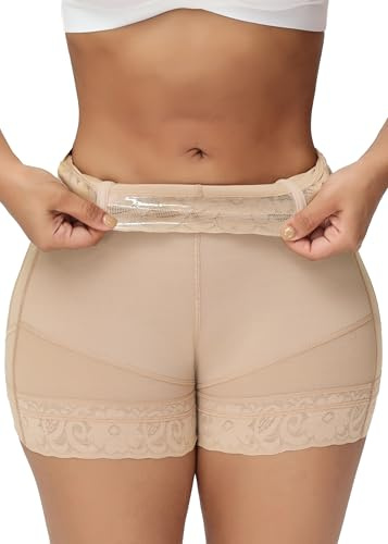 SHAPSHE Faja Moldeadora de Levantamiento de glúteos para Mujer, con Control de Abdomen, Pantalones Cortos moldeadores de Abdomen, más Delgados, Planos, moldeadores de glúteos, Beige, M