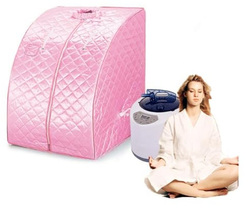 SPA de Sauna en casa, Sauna portátil for el hogar, Sala de, máquina beneficiosa for la Piel de 2,0 L, baño Adelgazante, SPA, Salud, Marco de Acero de articulación Simple (Color : Pink, Size : A)