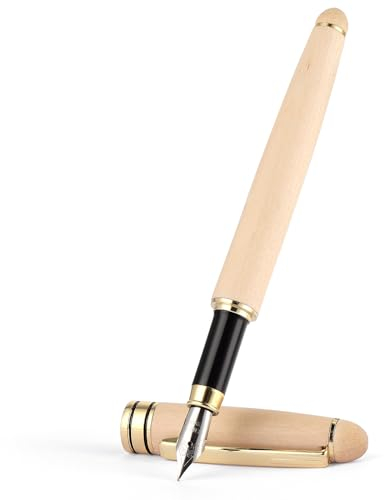 TIESOME Holz Füllfederhalter, handgefertigter Holz Füllfederhalter Hochwertiger Ahorn Vintage Luxus Stift Tintennachfüll Konverter für Geschäftliche Geschenke Tagebucheintrag Kalligrafie Journaling
