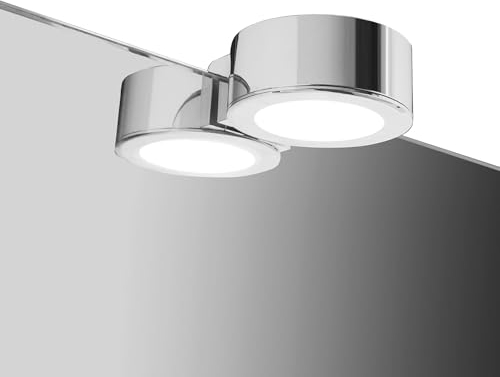 DEELUX LED Spiegelleuchte bad,2W Ø6.5CM 200lm IP44 Spiegellampe Warmweiß 3000k,Spiegel Beleuchtung Kann auf den Spiegel Geklebt Werden,LED Badspiegelleuchten 230V