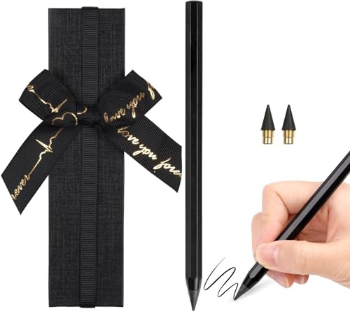 AUAUY 1pz Set Regalo di Matita Senza Inchiostro, Matita per Scrivere Infinita Metallic, Matita Eterna Portatile con 2 Punte di Ricambio e 1 custodia regalo, per Bambini Adulti Home Office Scolastico