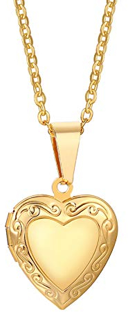 Cupimatch Herz Medaillon zum Öffnen: Foto Anhänger Bilder Kette Damen Amulett Halskette mit 50cm Kette Gold