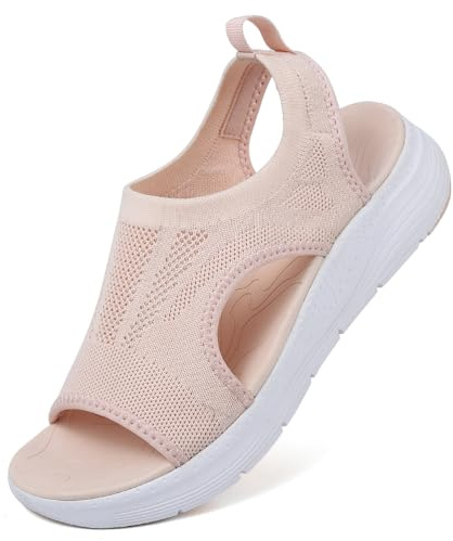VTASQ Sandali Donna Rosa EU 42, Sportivi, Athletic Sandali, Punta Aperta, Tacco a Zeppa 4 cm, Traspirante, Antiscivolo, Camminata, Spiaggia, Estate