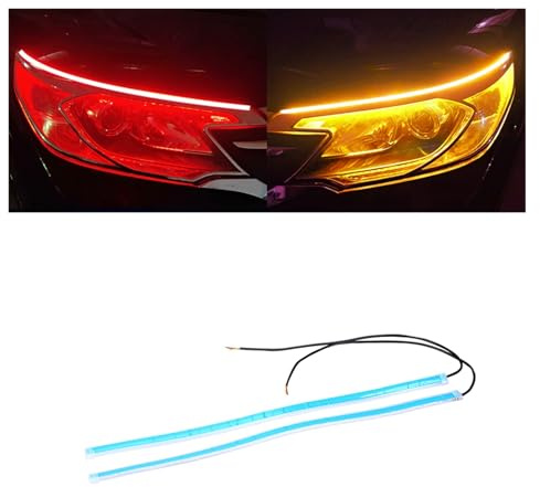 Luz Intermitentes 2 Luces LED DRL Circulación Diurna para Coche Tira Flexible E Impermeable Faros Delanteros para Coche Luces Freno Amarillas con Señal Giro Blanca 12V Señal Giro Espejo