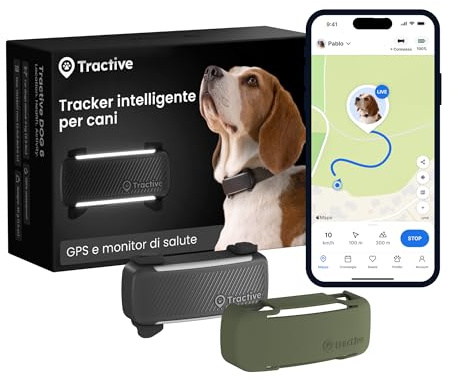 Tractive Smart Dog Tracker Bundle with Olive Cover | 2025 Edition | Real-Time GPS Tracking | Escape & Health Alerts | Vitals Monitoring | Market Leader (Black)