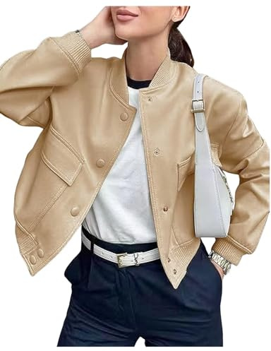Shuanghao Giacca Corta da Donna College Felpa Baseball in Stile Retrò Classics Autunno-Inverno Casual Moda Unique Giacca a Vento Leggera Giubbotto Bomber da Donna con Polsini a Coste